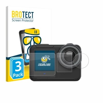 Vorderseite einer Produktverpackung mit dem Markenlogo BROTECT. Daneben ist das Gerät SVBONY SVGO3 4K mit dem zugehörigen Disp