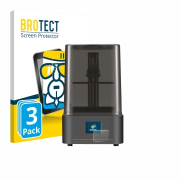 Vorderseite einer Produktverpackung mit dem Markenlogo BROTECT. Daneben ist das Gerät Anycubic Photon Mono 4 mit dem zugehörig