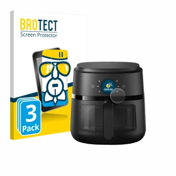Vorderseite einer Produktverpackung mit dem Markenlogo BROTECT. Daneben ist das Gerät Philips Airfryer 2000 Gen 2 6,2L mit dem