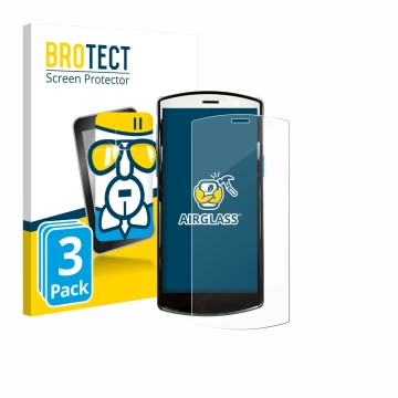 Vorderseite einer Produktverpackung mit dem Markenlogo BROTECT. Daneben ist das Gerät Unitech EA510 mit dem zugehörigen Displa