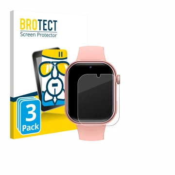 Vorderseite einer Produktverpackung mit dem Markenlogo BROTECT. Daneben ist das Gerät Naixues Kids Smartwatch GPS mit dem zuge