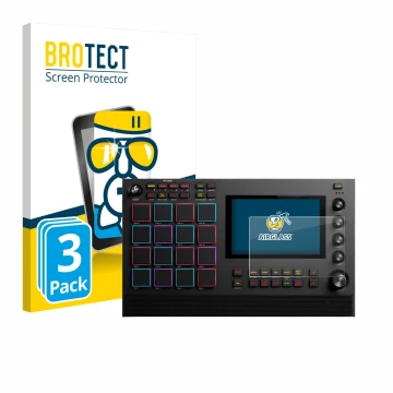 Vorderseite einer Produktverpackung mit dem Markenlogo BROTECT. Daneben ist das Gerät Akai MPC Live III mit dem zugehörigen Di