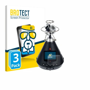 Vorderseite einer Produktverpackung mit dem Markenlogo BROTECT. Daneben ist das Gerät Zoom H3-VR mit dem zugehörigen Displaysc