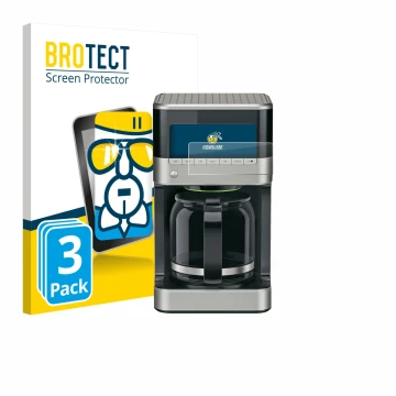 Vorderseite einer Produktverpackung mit dem Markenlogo BROTECT. Daneben ist das Gerät Braun PurAroma 7 mit dem zugehörigen Dis