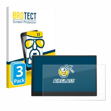 Vorderseite einer Produktverpackung mit dem Markenlogo BROTECT. Daneben ist das Gerät Azeyou PM1506S 15.6