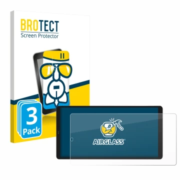 Vorderseite einer Produktverpackung mit dem Markenlogo BROTECT. Daneben ist das Gerät Shelly Wall Display X2i mit dem zugehöri