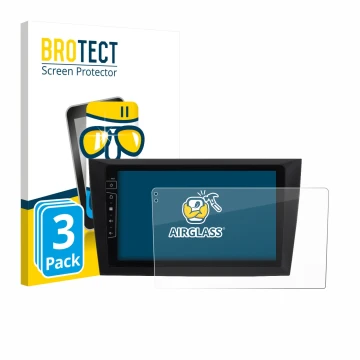 Vorderseite einer Produktverpackung mit dem Markenlogo BROTECT. Daneben ist das Gerät Dynavin D8-DF31 9