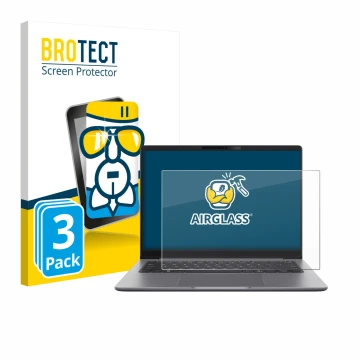 Vorderseite einer Produktverpackung mit dem Markenlogo BROTECT. Daneben ist das Gerät ASUS ExpertBook P5 G2 mit dem zugehörige