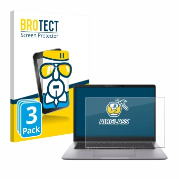 Vorderseite einer Produktverpackung mit dem Markenlogo BROTECT. Daneben ist das Gerät ASUS ExpertBook P3 G2 mit dem zugehörige