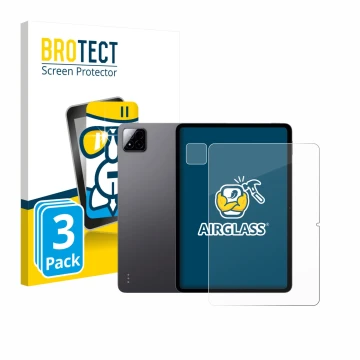 Vorderseite einer Produktverpackung mit dem Markenlogo BROTECT. Daneben ist das Gerät Xiaomi Pad 7 (Display+Kamera) mit dem zu