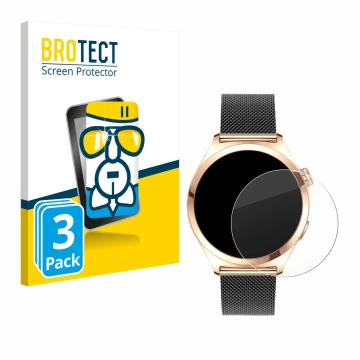 Vorderseite einer Produktverpackung mit dem Markenlogo BROTECT. Daneben ist das Gerät Niolina Smartwatch 1.27
