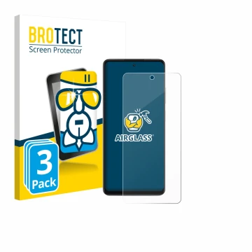 Vorderseite einer Produktverpackung mit dem Markenlogo BROTECT. Daneben ist das Gerät Oppo A5x 4G mit dem zugehörigen Displays