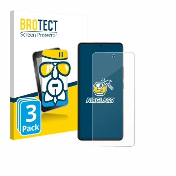 Vorderseite einer Produktverpackung mit dem Markenlogo BROTECT. Daneben ist das Gerät realme P4 Pro 5G mit dem zugehörigen Dis