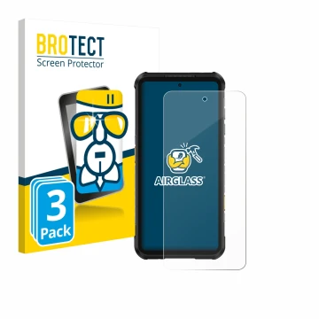 Vorderseite einer Produktverpackung mit dem Markenlogo BROTECT. Daneben ist das Gerät Ulefone RugOne Xever 7 Pro mit dem zugeh