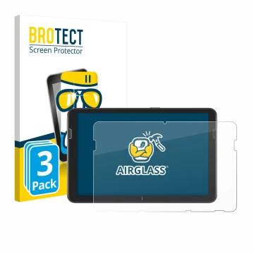 Vorderseite einer Produktverpackung mit dem Markenlogo BROTECT. Daneben ist das Gerät Zebra ET401 10.1