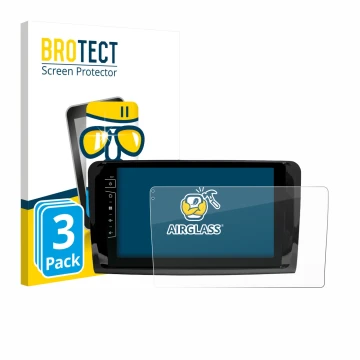 Vorderseite einer Produktverpackung mit dem Markenlogo BROTECT. Daneben ist das Gerät Dynavin D9-DF432 9