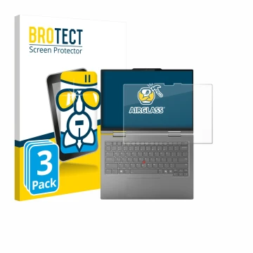 Vorderseite einer Produktverpackung mit dem Markenlogo BROTECT. Daneben ist das Gerät Lenovo ThinkPad X1 2-in-1 Gen 10 Aura Ed