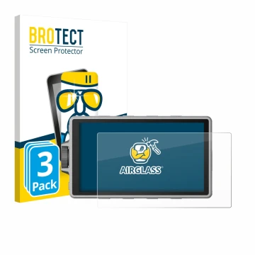 Vorderseite einer Produktverpackung mit dem Markenlogo BROTECT. Daneben ist das Gerät DJI Ronin 4D mit dem zugehörigen Display