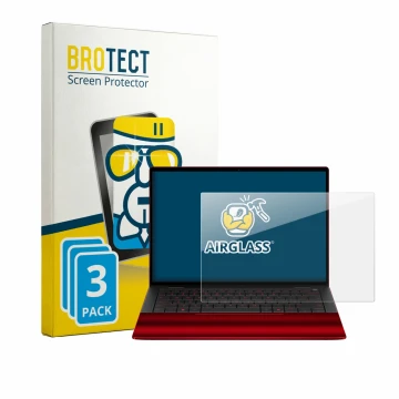 Vorderseite einer Produktverpackung mit dem Markenlogo BROTECT. Daneben ist das Gerät HP Scuderia Ferrari Notebook mit dem zug