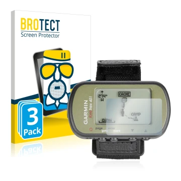 Vorderseite einer Produktverpackung mit dem Markenlogo BROTECT. Daneben ist das Gerät Garmin Foretrex 401 mit dem zugehörigen 
