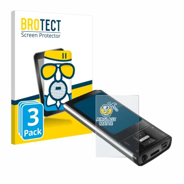 Vorderseite einer Produktverpackung mit dem Markenlogo BROTECT. Daneben ist das Gerät Intenso Video Shooter 2,4