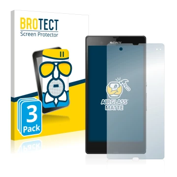 Vorderseite einer Produktverpackung mit dem Markenlogo BROTECT. Daneben ist das Gerät Sony Xperia Z C6602 C6603 mit dem zugehö