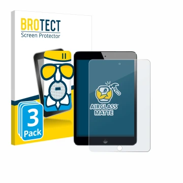 Vorderseite einer Produktverpackung mit dem Markenlogo BROTECT. Daneben ist das Gerät Apple iPad Mini 2 2013 mit dem zugehörig