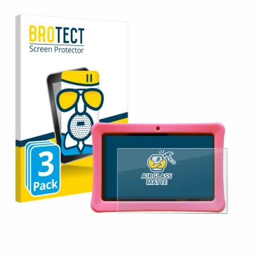 Vorderseite einer Produktverpackung mit dem Markenlogo BROTECT. Daneben ist das Gerät Contixo Kids 7