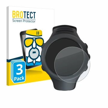 Vorderseite einer Produktverpackung mit dem Markenlogo BROTECT. Daneben ist das Gerät Suunto Ambit3 Sport Black mit dem zugehö
