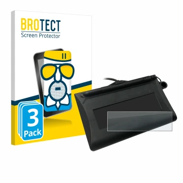 Vorderseite einer Produktverpackung mit dem Markenlogo BROTECT. Daneben ist das Gerät Topaz T-LBK460-HSB-R mit dem zugehörigen