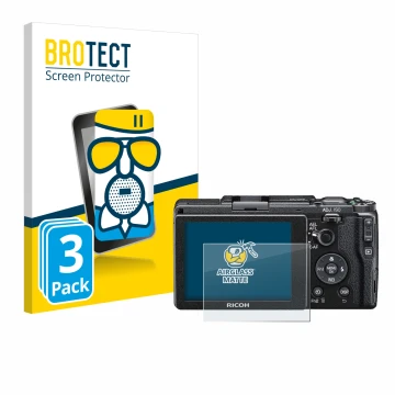 Vorderseite einer Produktverpackung mit dem Markenlogo BROTECT. Daneben ist das Gerät Ricoh GR II 2015 mit dem zugehörigen Dis