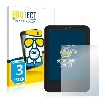 Vorderseite einer Produktverpackung mit dem Markenlogo BROTECT. Daneben ist das Gerät Tolino Shine 2 HD mit dem zugehörigen Di