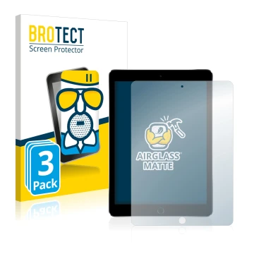 Vorderseite einer Produktverpackung mit dem Markenlogo BROTECT. Daneben ist das Gerät Apple iPad Pro 9.7