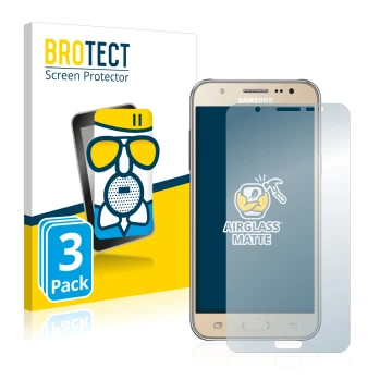 Vorderseite einer Produktverpackung mit dem Markenlogo BROTECT. Daneben ist das Gerät Samsung Galaxy J7 2016 mit dem zugehörig