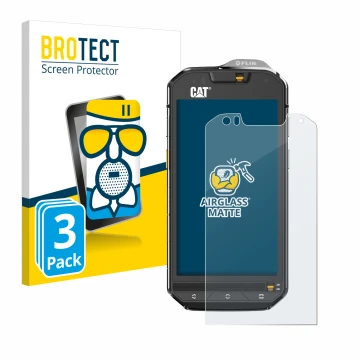 Vorderseite einer Produktverpackung mit dem Markenlogo BROTECT. Daneben ist das Gerät Caterpillar Cat S60 mit dem zugehörigen 