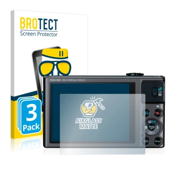 Vorderseite einer Produktverpackung mit dem Markenlogo BROTECT. Daneben ist das Gerät Canon PowerShot SX620 HS mit dem zugehör