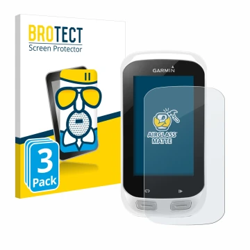 Vorderseite einer Produktverpackung mit dem Markenlogo BROTECT. Daneben ist das Gerät Garmin Edge Explore 1000 mit dem zugehör