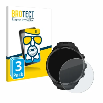 Vorderseite einer Produktverpackung mit dem Markenlogo BROTECT. Daneben ist das Gerät Suunto Spartan Sport Wrist HR mit dem zu