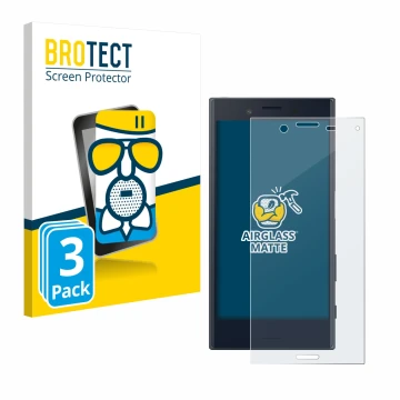 Vorderseite einer Produktverpackung mit dem Markenlogo BROTECT. Daneben ist das Gerät Sony Xperia X Compact mit dem zugehörige