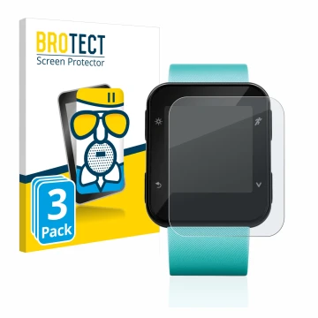 Vorderseite einer Produktverpackung mit dem Markenlogo BROTECT. Daneben ist das Gerät Garmin Forerunner 35 mit dem zugehörigen
