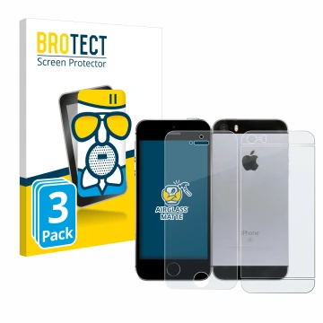 Vorderseite einer Produktverpackung mit dem Markenlogo BROTECT. Daneben ist das Gerät Apple iPhone SE 2016 (Display+Rückseite)