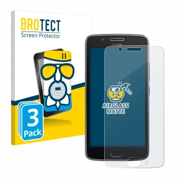 Vorderseite einer Produktverpackung mit dem Markenlogo BROTECT. Daneben ist das Gerät Motorola Moto G5 mit dem zugehörigen Dis