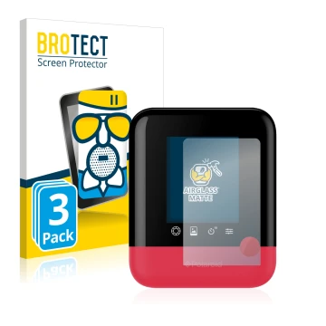 Vorderseite einer Produktverpackung mit dem Markenlogo BROTECT. Daneben ist das Gerät Polaroid Pop mit dem zugehörigen Display