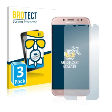 Vorderseite einer Produktverpackung mit dem Markenlogo BROTECT. Daneben ist das Gerät Samsung Galaxy J7 2017 mit dem zugehörig