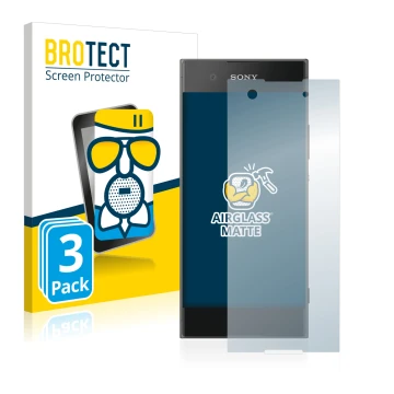 Vorderseite einer Produktverpackung mit dem Markenlogo BROTECT. Daneben ist das Gerät Sony Xperia XA1 mit dem zugehörigen Disp