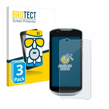 Vorderseite einer Produktverpackung mit dem Markenlogo BROTECT. Daneben ist das Gerät Zebra TC56 mit dem zugehörigen Displaysc