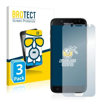 Vorderseite einer Produktverpackung mit dem Markenlogo BROTECT. Daneben ist das Gerät Samsung Galaxy J5 2017 mit dem zugehörig