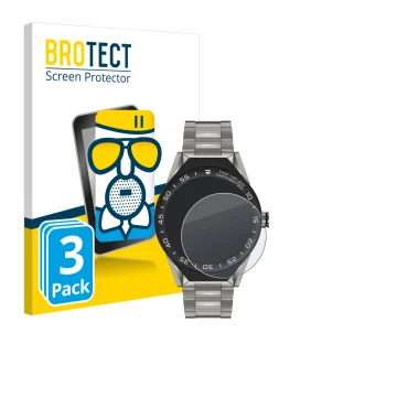 Vorderseite einer Produktverpackung mit dem Markenlogo BROTECT. Daneben ist das Gerät TAG Heuer Connected Modular 45 mit dem z
