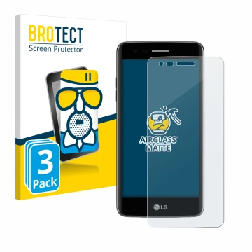 Vorderseite einer Produktverpackung mit dem Markenlogo BROTECT. Daneben ist das Gerät LG K8 2017 mit dem zugehörigen Displaysc