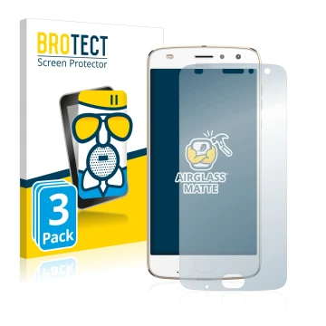 Vorderseite einer Produktverpackung mit dem Markenlogo BROTECT. Daneben ist das Gerät Lenovo Moto Z2 Play mit dem zugehörigen 